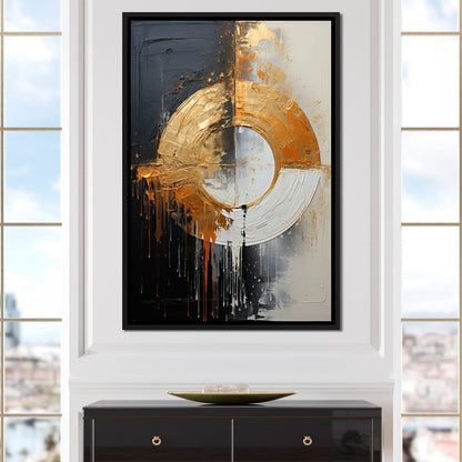 Abyssal Echoes in Gold Abstract Canvas Wall Art