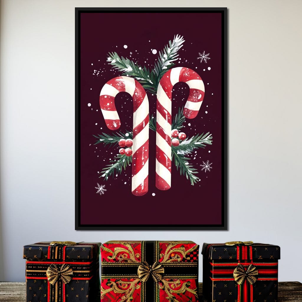 Candy Cane Christmas Treat Canvas Wall Art