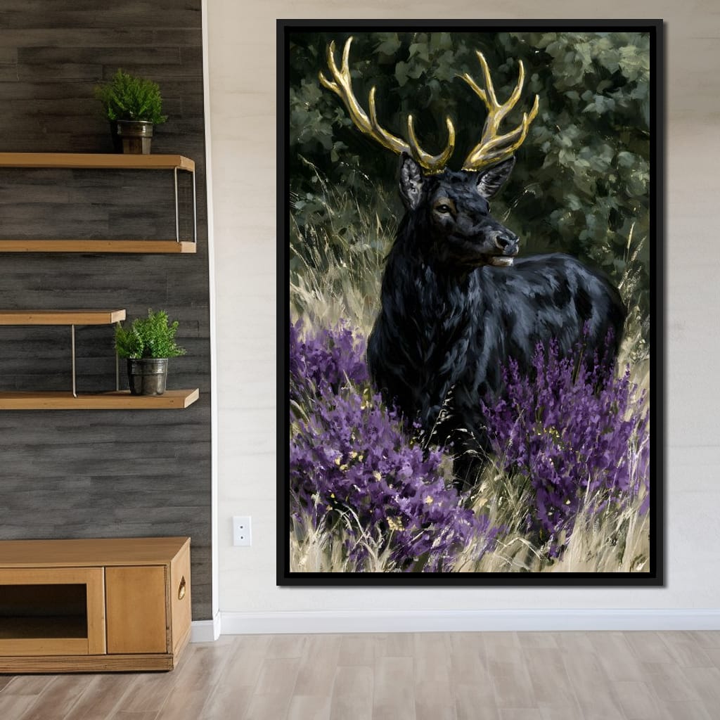 Black Deer Of Wild Fields Canvas Wall Art