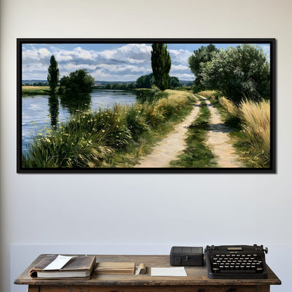 Walking Towards The Summer Riverbank Canvas Wall Art