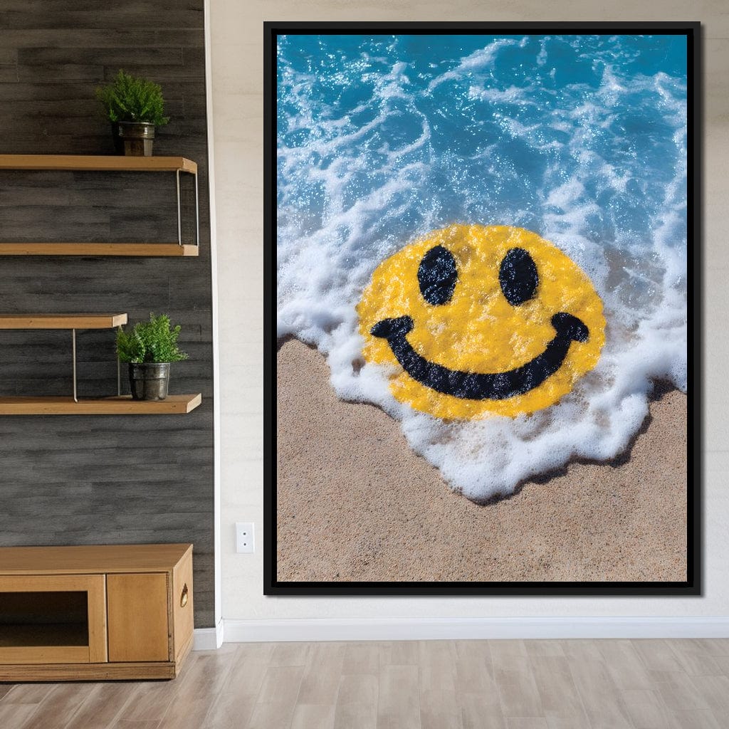 Radiant Beach Wave Smile Burst Canvas Wall Art