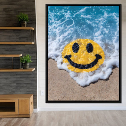 Radiant Beach Wave Smile Burst Canvas Wall Art