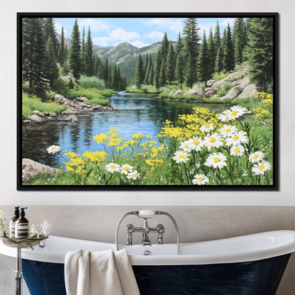 Alpine River Wildflower Glow Canvas Wall Art