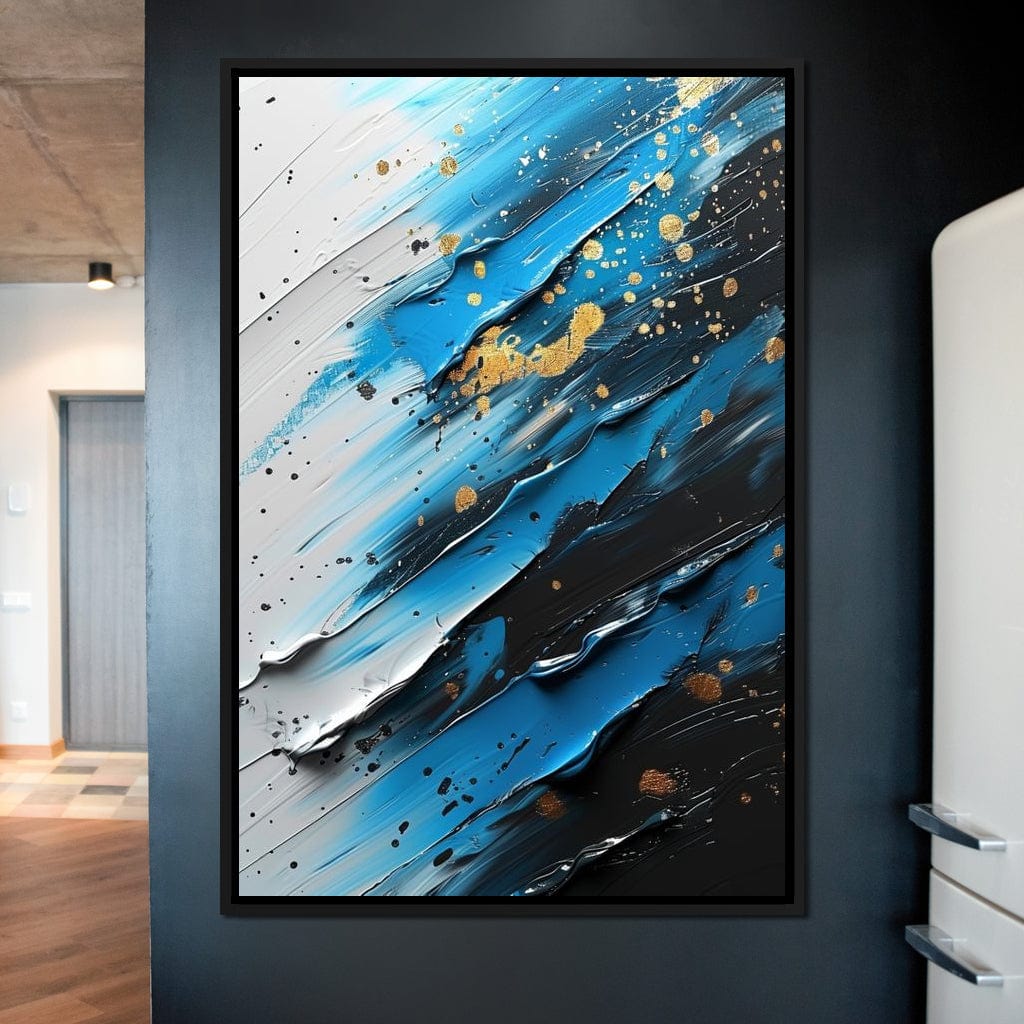 Sapphire Strokes Gold Specks 1 Canvas Wall Art