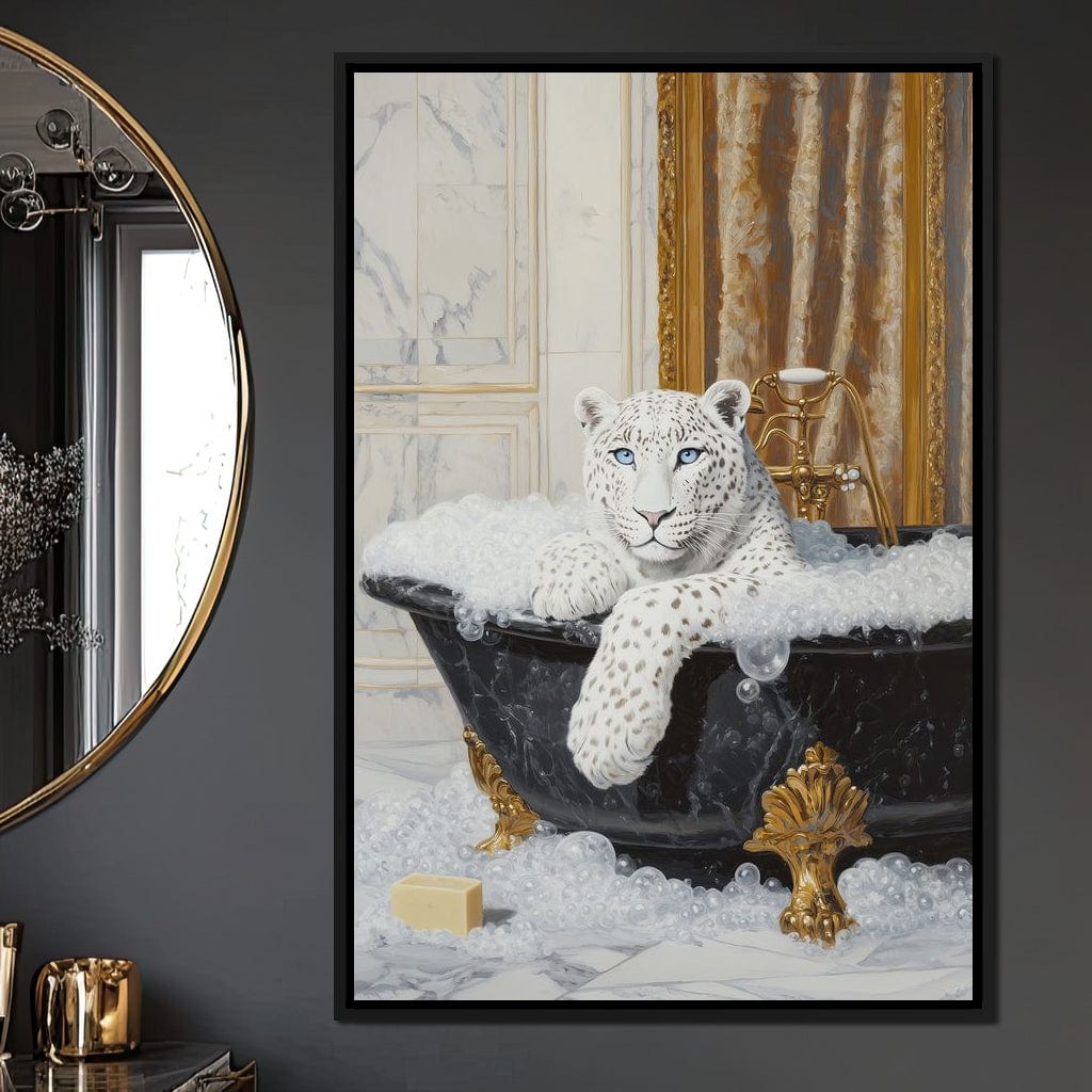 Majestic Snow Leopard Soak in Canvas Wall Art