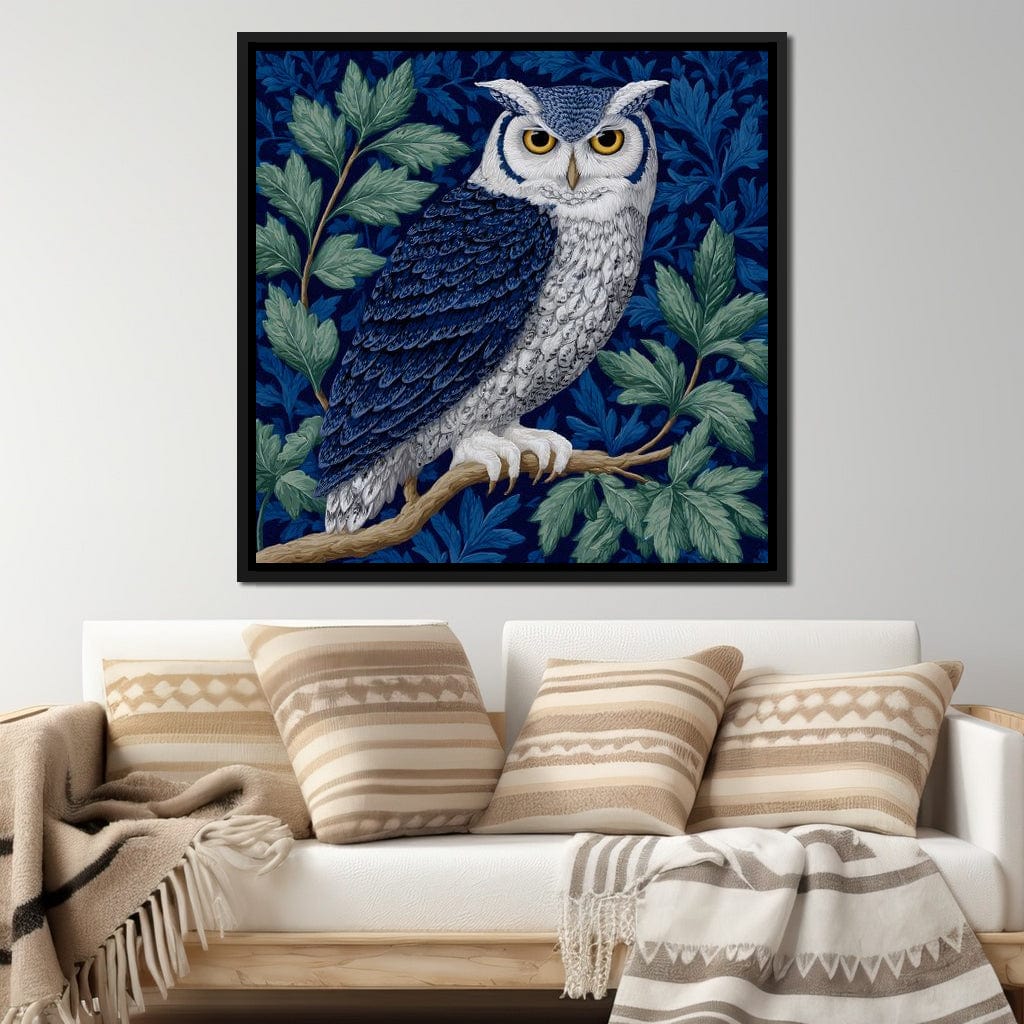 Majestic Owl Among Leaves Canvas Wall Art