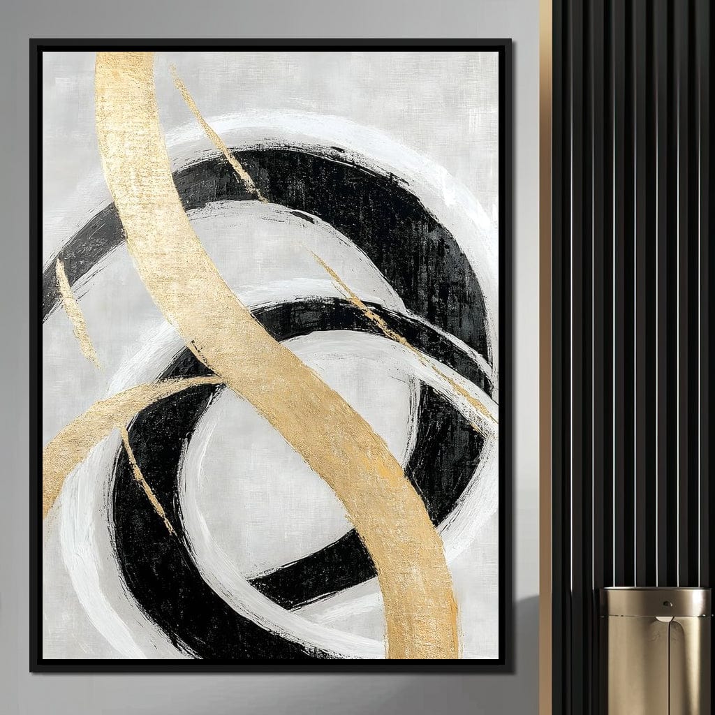 Golden Elegance Spirals Canvas Wall Art