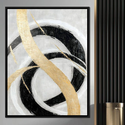 Golden Elegance Spirals Canvas Wall Art