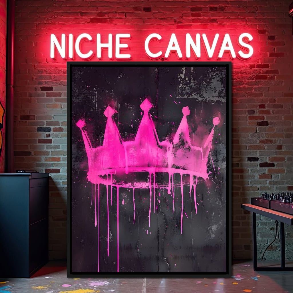 Pink Crown Graffiti Canvas Wall Art