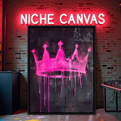 Pink Crown Graffiti Canvas Wall Art