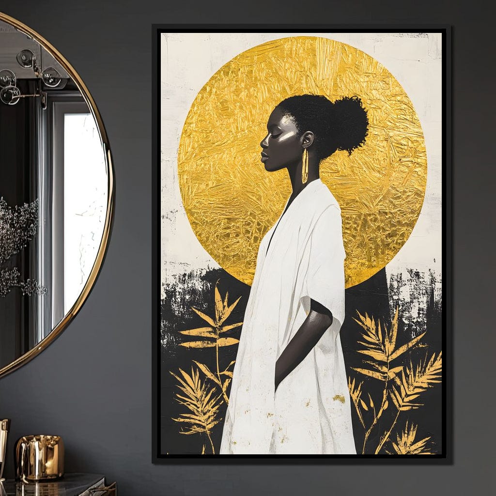 Golden Halo Afrocentric Poise Canvas Wall Art