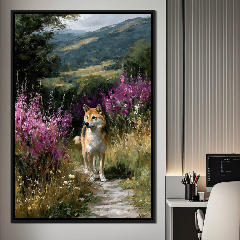 Shiba Meadow Trail Portrait Canvas Wall Art