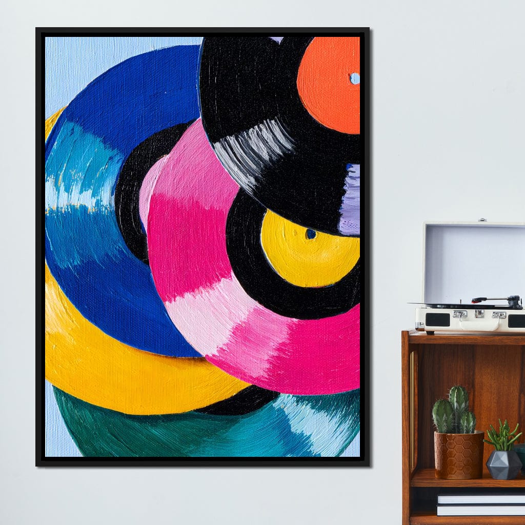 Color Spin Retro Vinyl Rhythm Canvas Wall Art