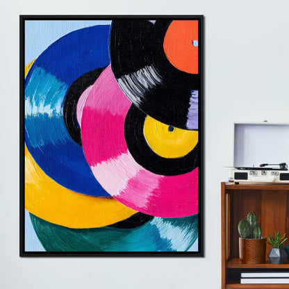 Color Spin Retro Vinyl Rhythm Canvas Wall Art