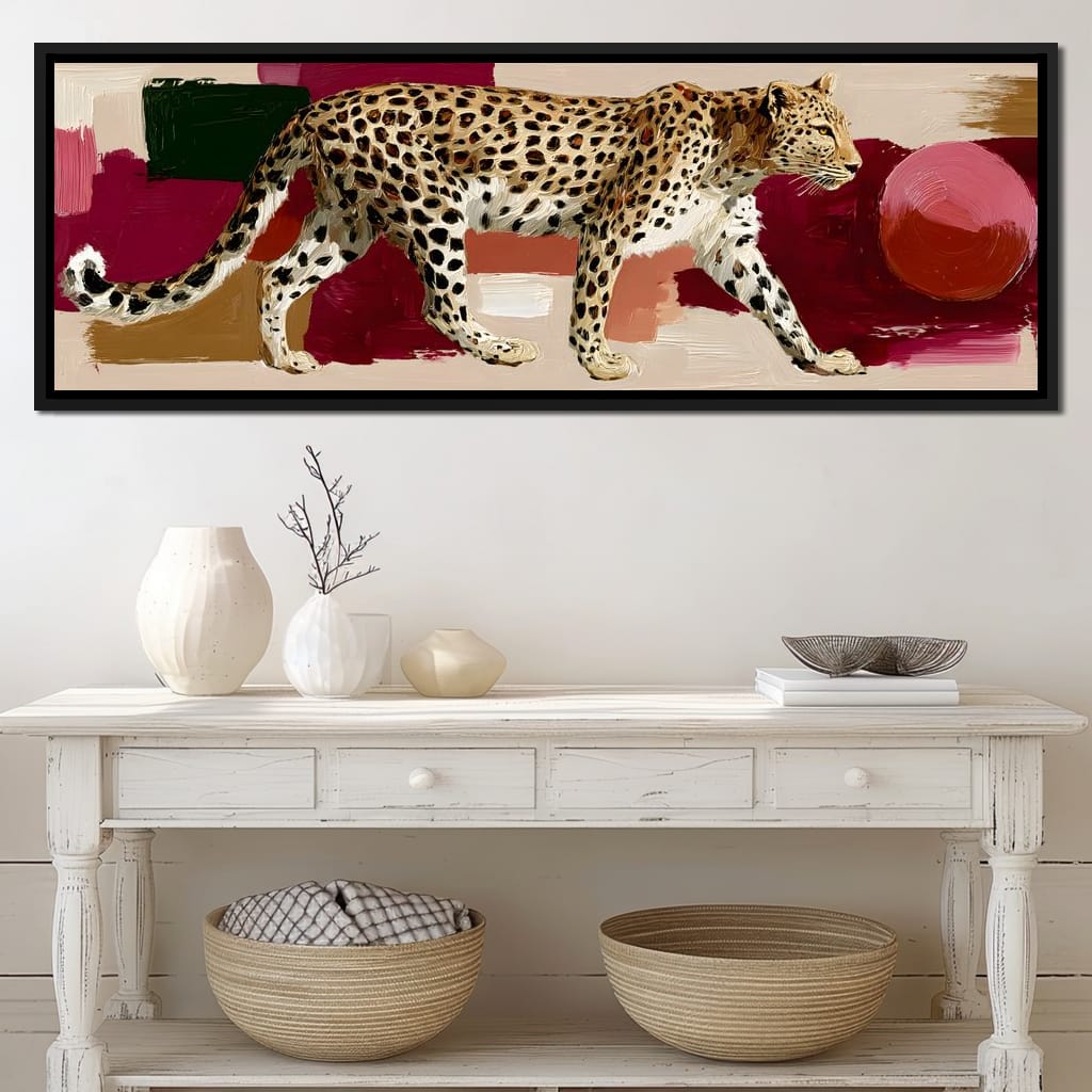 Leopard Stride Sunset Blocks Canvas Wall Art