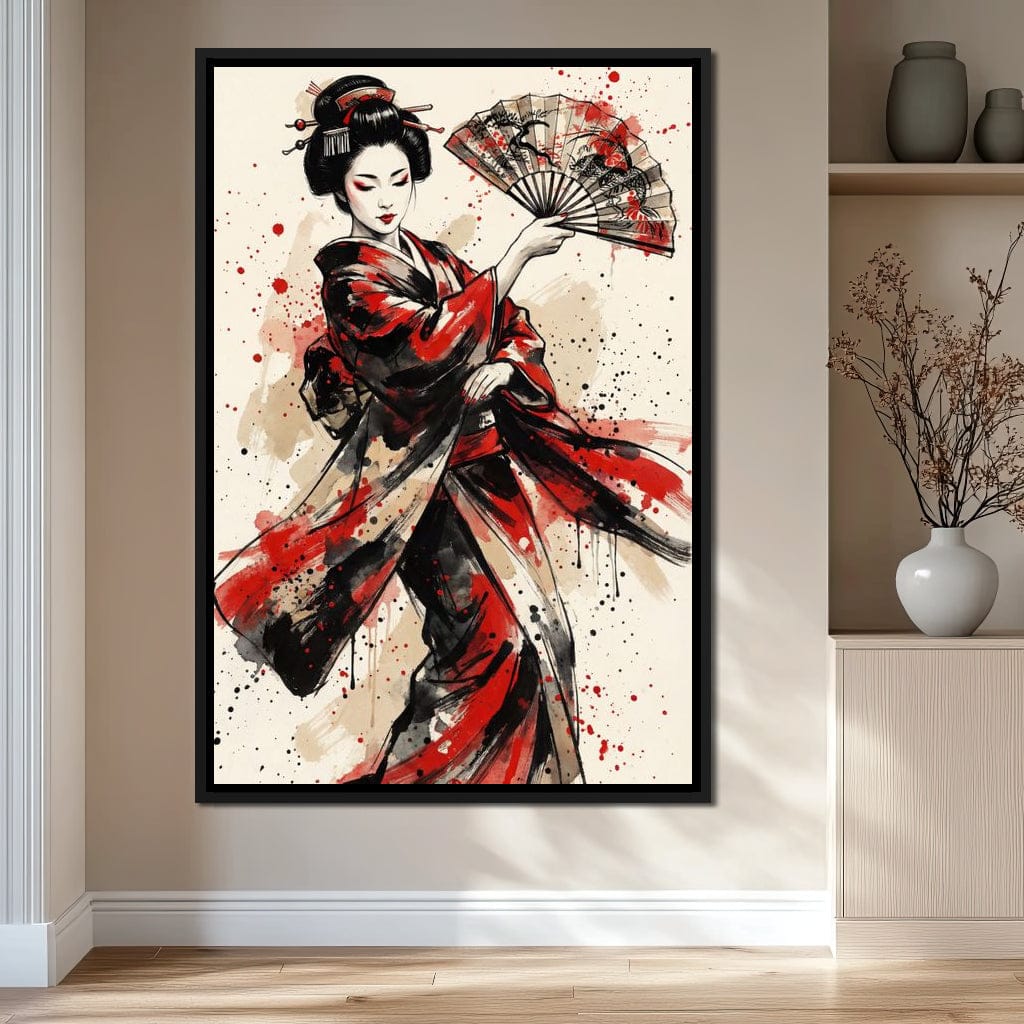 Japanese Woman with Fan Canvas Wall Art