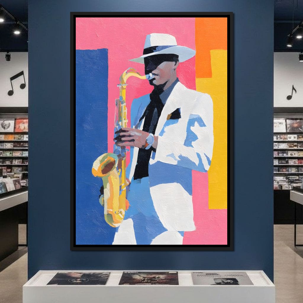 Vibrant Jazz Sax Soloist Style Canvas Wall Art