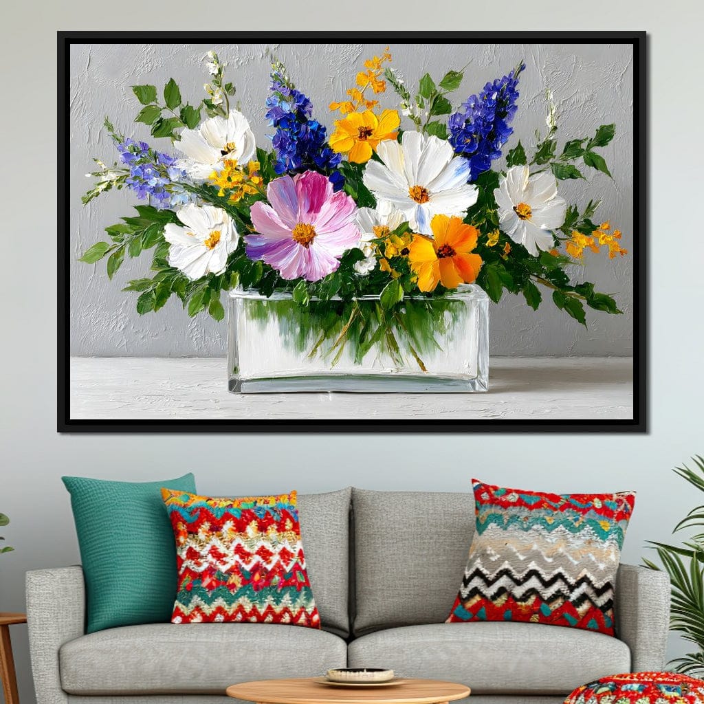 Sunlit Wildflower in Water Canvas Wall Art