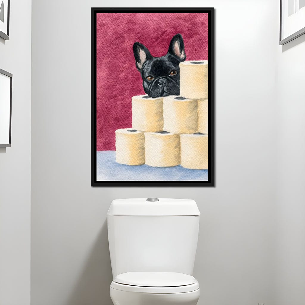 French Bulldog Toilet Roll Sentinel Canvas Wall Art