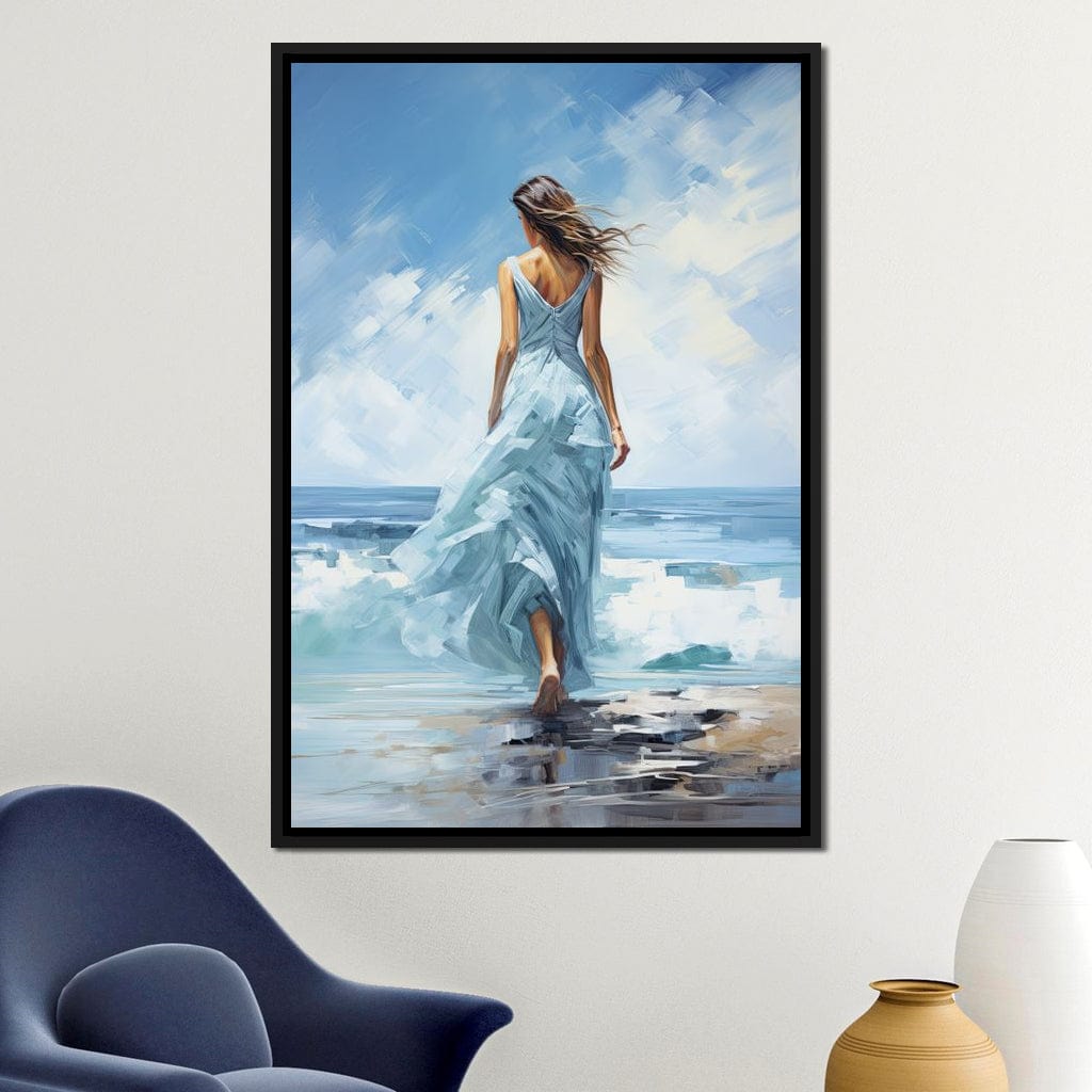 Azure Serenity Stroll Canvas Wall Art