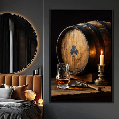 Candlelit Irish Whiskey Barrel Canvas Wall Art