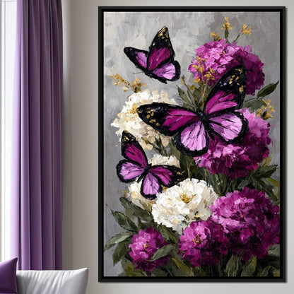 Amethyst Butterflies Bouquet Canvas Wall Art