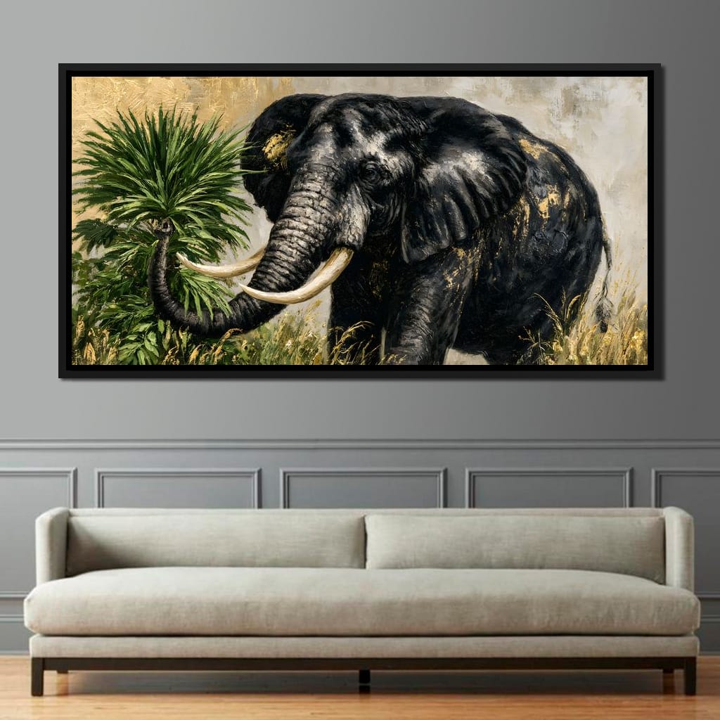 Silent Monarch of the Gilded Savanna Canvas Wall Art
