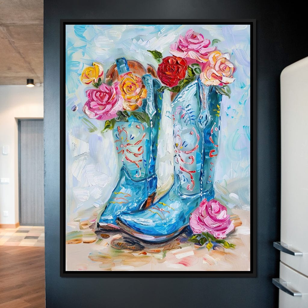 Floral Cowboy's Melodic Saga Canvas Wall Art