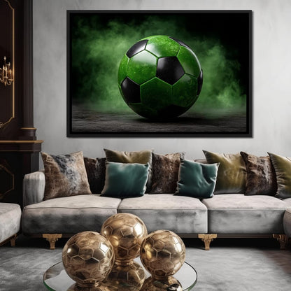 Emerald Soccer Ball Eclipse Canvas Wall Art