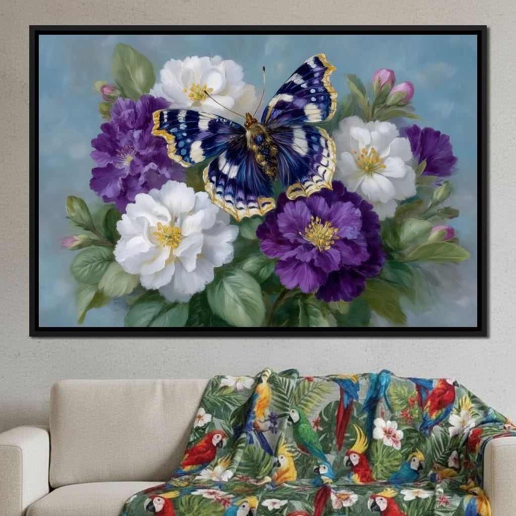 Sapphire Butterfly Bouquet Canvas Wall Art