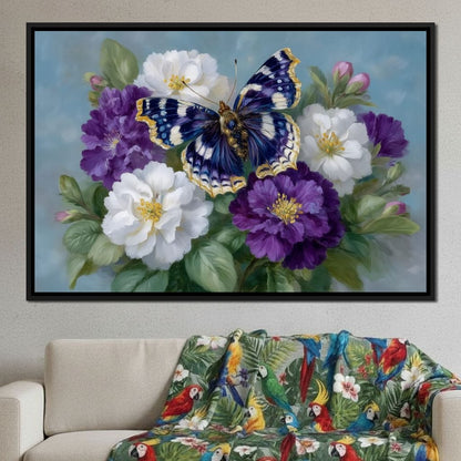 Sapphire Butterfly Bouquet Canvas Wall Art