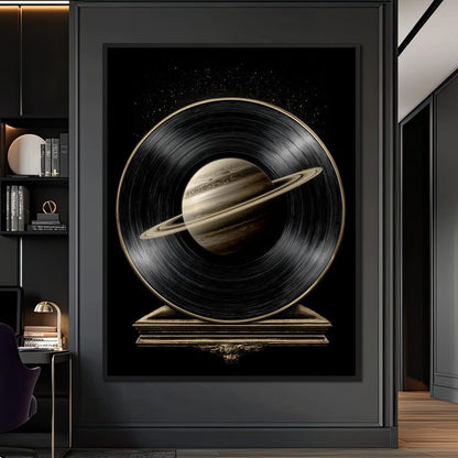 Saturn Vinyl Orbit Night Sky Canvas Wall Art