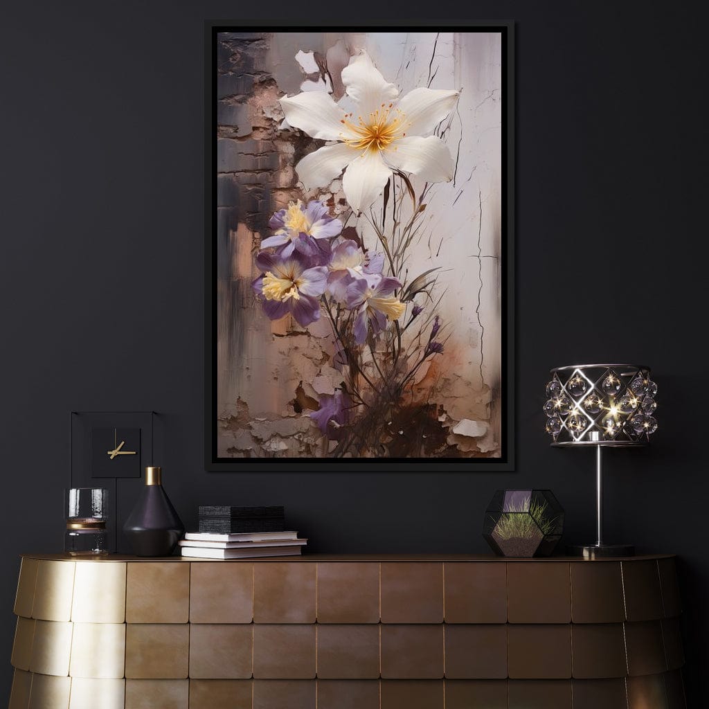 Fleeting Bloom in Grisaille Canvas Wall Art