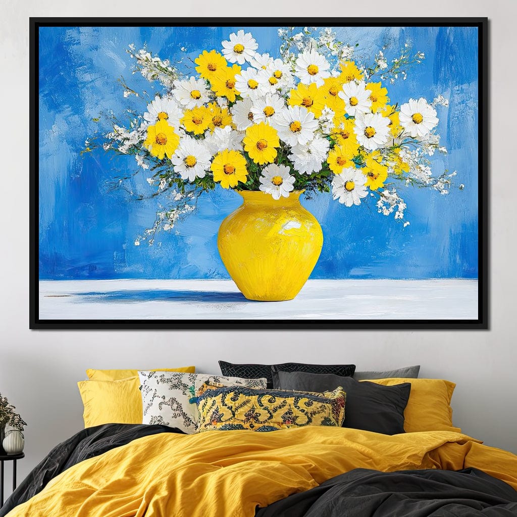 White & Yellow Flowers Canvas Wall Art