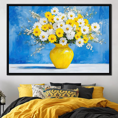 White & Yellow Flowers Canvas Wall Art