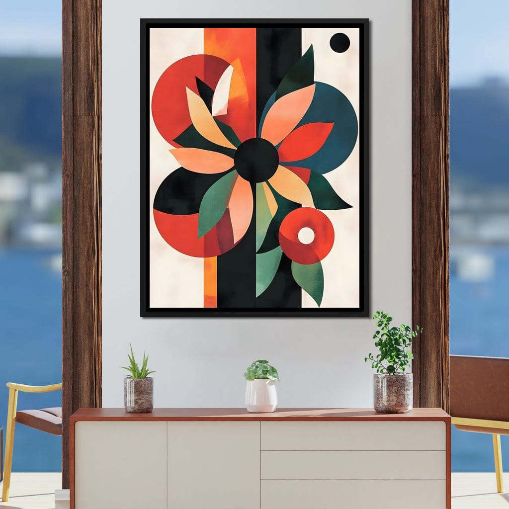 Abstract Floral Geometric Burst Canvas Wall Art