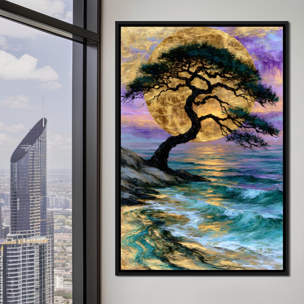 Ancient Pine Before The Gilded Moon Canvas Wall Art