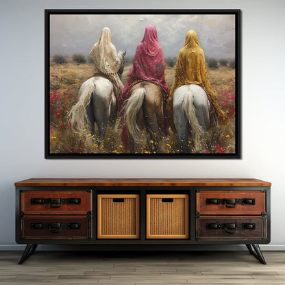 Womens Horse Riding Canvas Wall Art