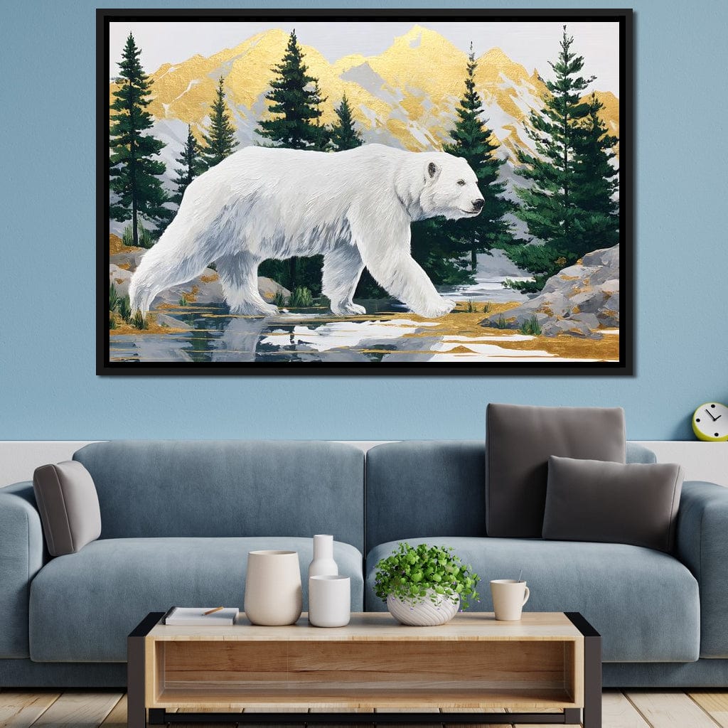 Majestic Polar Bear Wilderness Stroll Canvas Wall Art