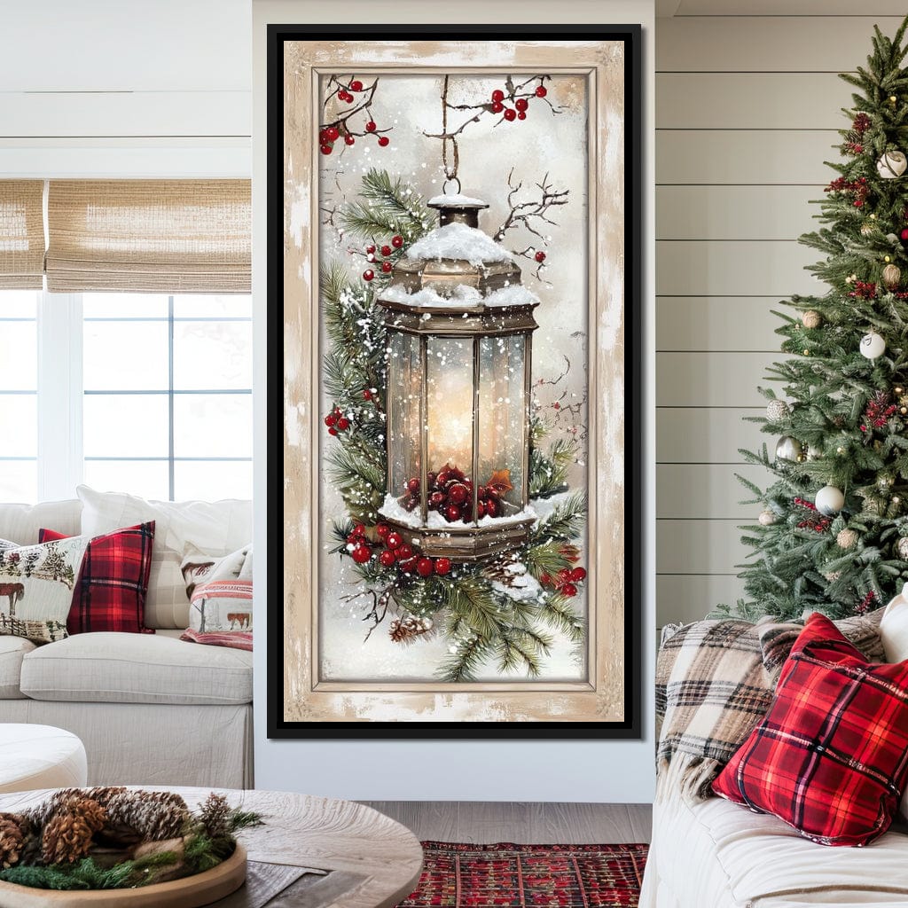 Lantern Glow Winter Enchantment Canvas Wall Art