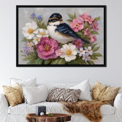 Songbird Garden Bouquet Oil Style Canvas Wall Art