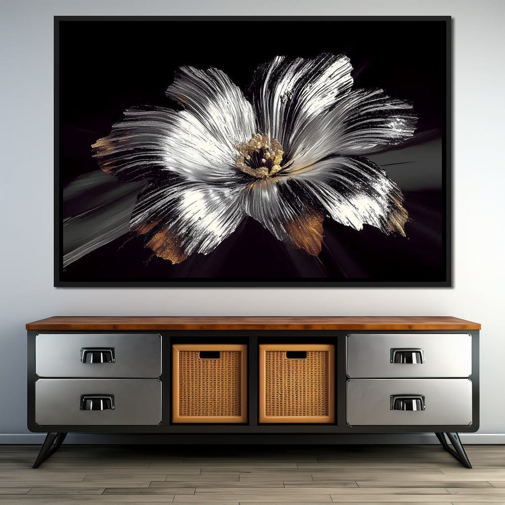 Silver Harvest Petals Radiance Canvas Wall Art
