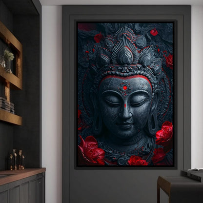 Buddha's Crimson Nirvana Canvas Wall Art