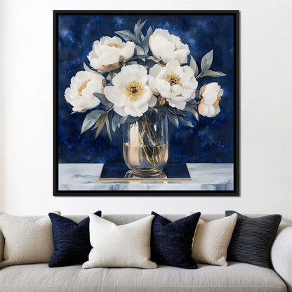 Peony Elegance Midnight Blooms Canvas Wall Art