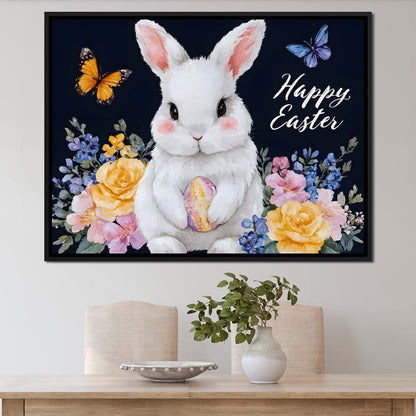 Happy Easter Bunny Watercolor Canvas Wall Art