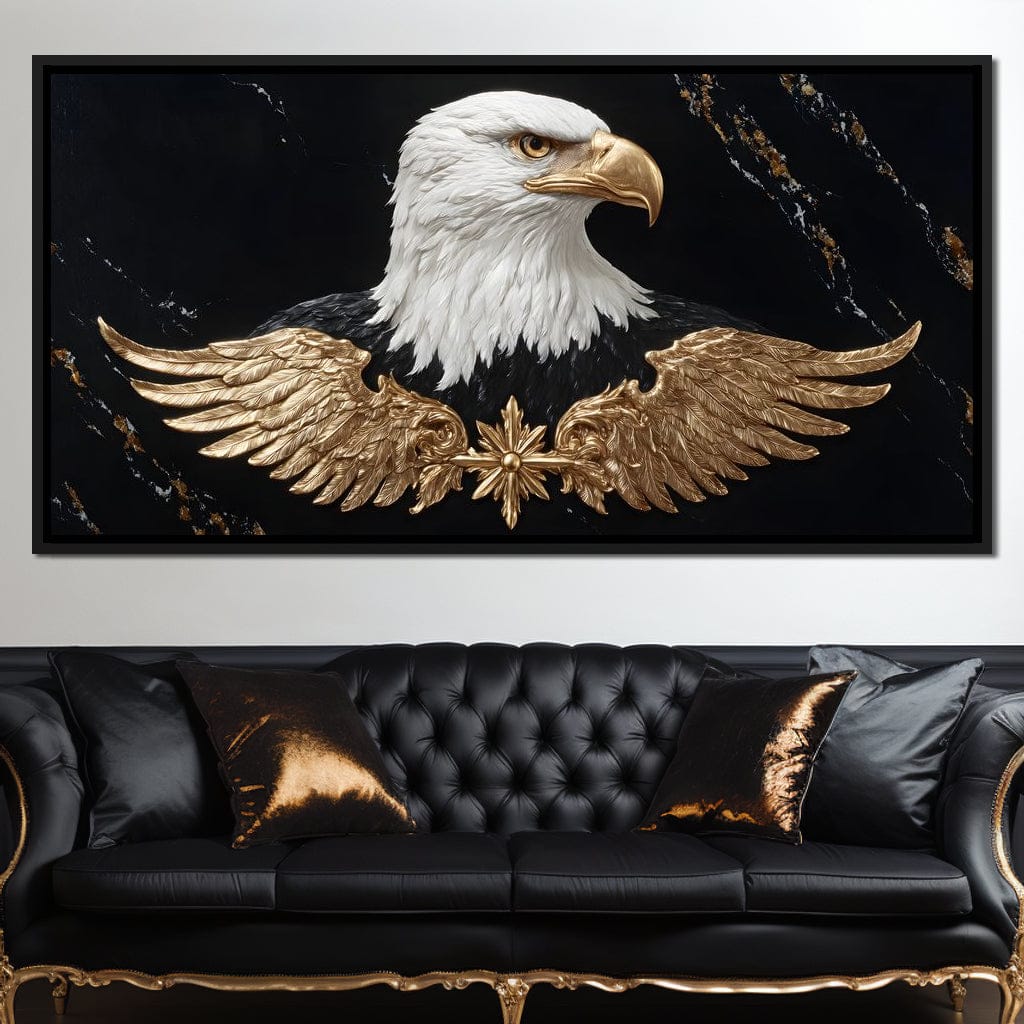 Golden Eagle Majesty Marble Canvas Wall Art