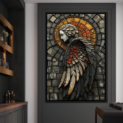 Ethereal Angel Guardian Mosaic Canvas Wall Art