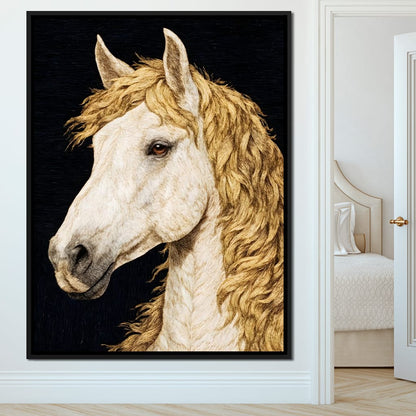Golden Mane Horse Portrait Canvas Wall Art