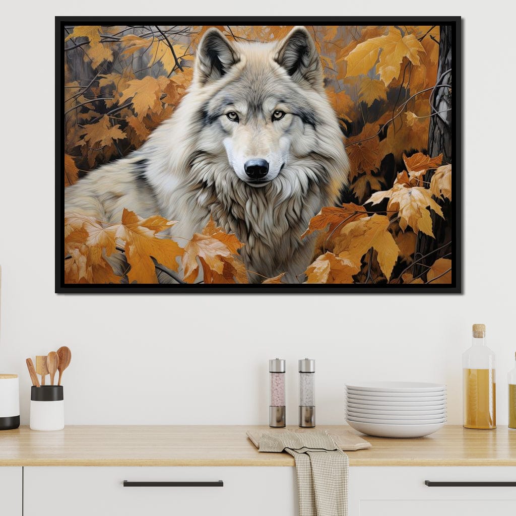 Autumnal Arctic Wolf Canvas Wall Art