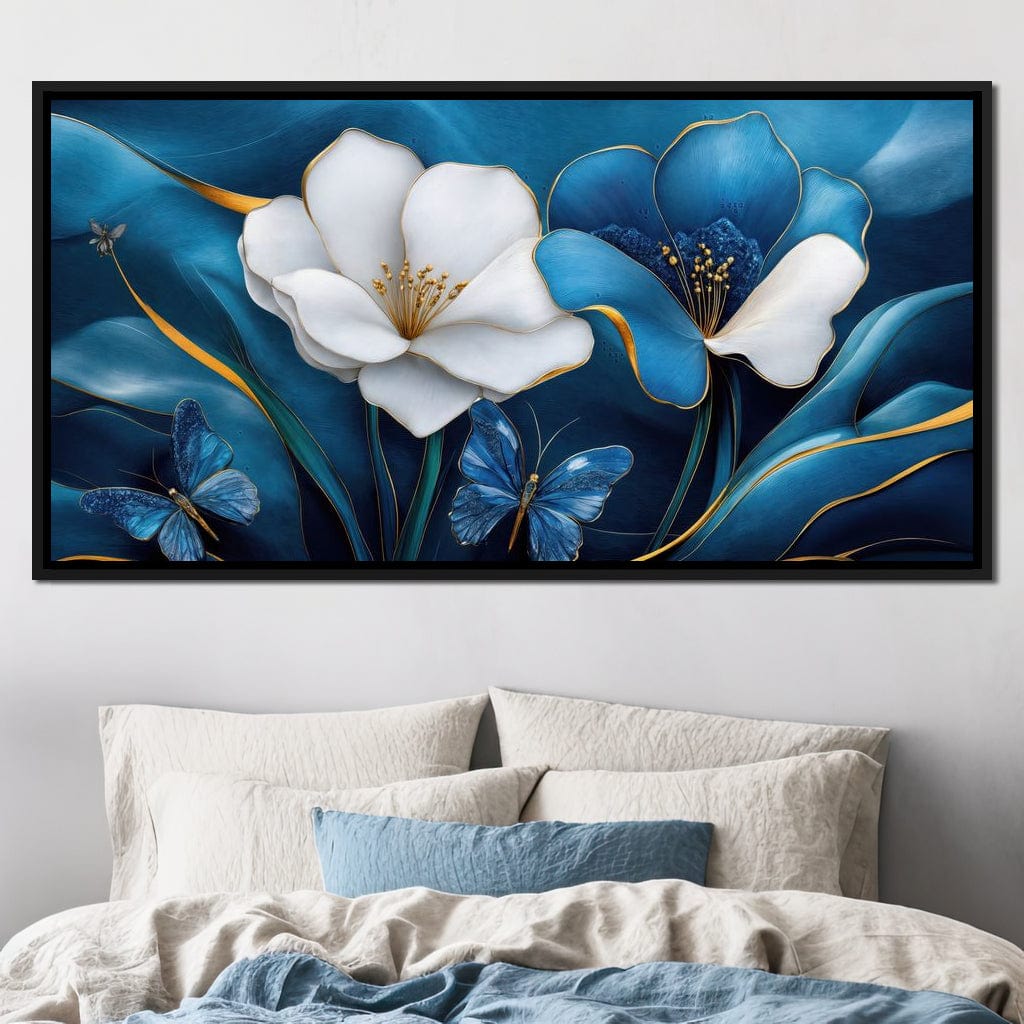 Blue Symphony of Flowers Canvas Wall Art